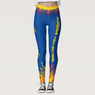 Motivierend Flames Golden Yellow Script DEEP BLAUE Leggings