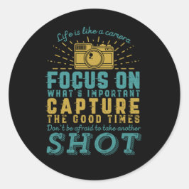 Motivierend Fotoquotenleben ist wie eine Kamera Runder Aufkleber