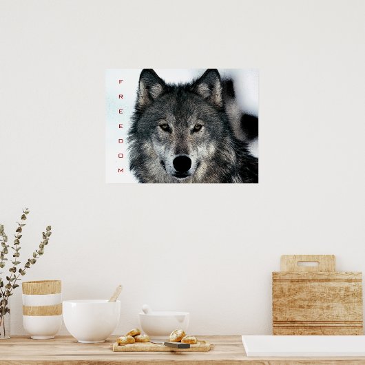 Motivierend Freedom Courage Wolf Poster Print (Küche)