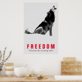 Motivierend Freiheitsangebot Wolf Pop Art Grau Rot Poster (Küche)
