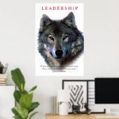 Motivierend Führung Wolf Augen Poster (Heimbüro)