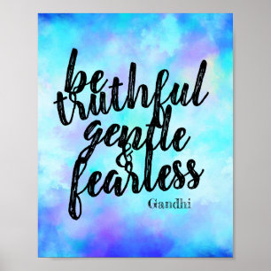 motivierend Gandhi sei ein furchtloses Zitat blau Poster