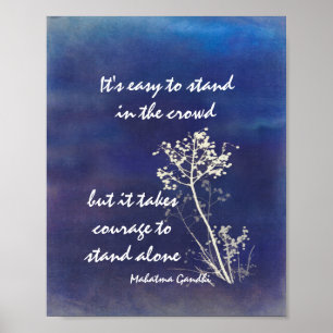 motivierend Gandhi-Zitat in Blau und Weiß Poster