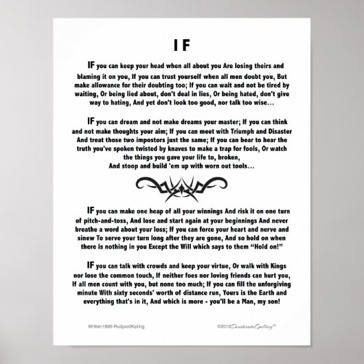 Motivierend Gedicht IF von Rudyard Kipling Poster (Vorne)