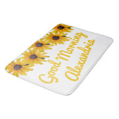 Motivierend Gelbe Blume Foto Name Badematte (Schrägansicht)