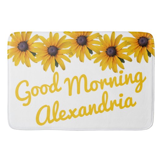 Motivierend Gelbe Blume Foto Name Badematte (Vorderseite)