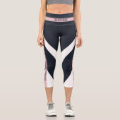 Motivierend geometrische Farbe Blau, Weiß und Rosa Capri Leggings (Vorderseite)
