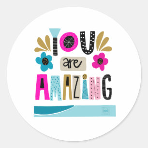 Motivierend Girly Hand Letting Zitat Runder Aufkleber