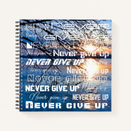 Motivierend Goldenes Sonnenaufgang-Foto, "Gib nie  Notizblock