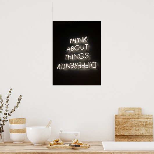 Motivierend Grafik - anders weiß Poster (Küche)