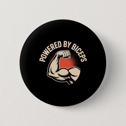 Motivierend Gym-Spaß Biceps Gains Powered Button (Vorderseite)