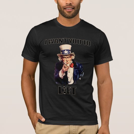 Motivierend Gym Uncle Sam Ich woll dir zu heben T-Shirt (Vorderseite)