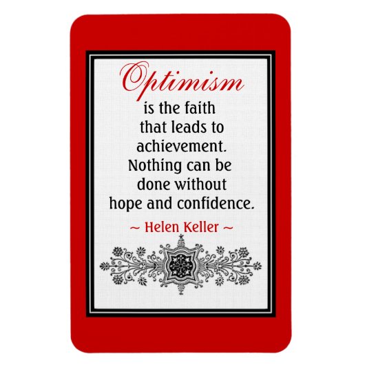 Motivierend Helen Keller Quote Magnet:Optimismus Magnet (Vertikal)