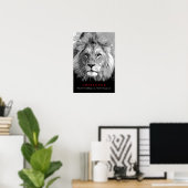Motivierend Herausforderung für Schwarz/Weiß Lion Poster (Heimbüro)