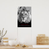 Motivierend Herausforderung für Schwarz/Weiß Lion Poster (Küche)