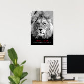 Motivierend Herausforderung für Schwarz/Weiß Lion Poster (Heimbüro)