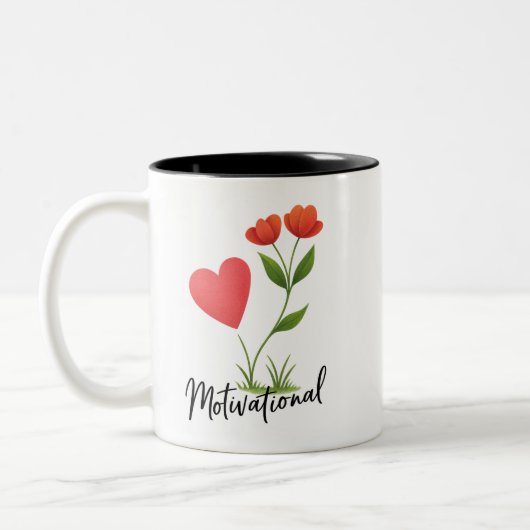 Motivierend Herz & Blume Zwei-Tonen-Tasse Zweifarbige Tasse (Links)