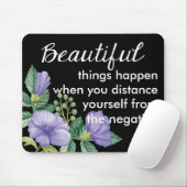Motivierend Höhenlage Lila Blume Schwarz Mousepad (Mit Mouse)