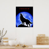 Motivierend Howling Wolf & Blue Moon Poster (Küche)