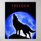 Motivierend Howling Wolf & Blue Moon Poster (Vorne)