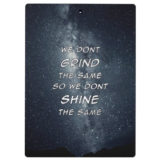 Motivierend Inspiration für die Grind- und Shine-S Klemmbrett (Rückseite)
