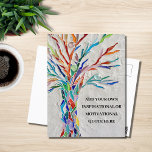 Motivierend Inspirationsstruktur Postkarte<br><div class="desc">Diese dekorative Postkarte verfügt über einen Mosaikbaum in Regenbogenfarben und Platz für Sie, um Ihr eigenes inspirierendes Zitat hinzuzufügen. Verwenden Sie die Option Weitere anpassen, um die Textgröße, den Stil oder die Farbe zu ändern, wenn Sie möchten. Weil wir unsere eigenen Kunstwerke erstellen, werden Sie dieses exakte Bild von anderen...</div>