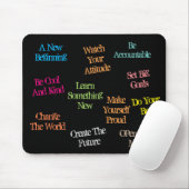 Motivierend inspirierende farbige Zitate Schwarz Mousepad (Mit Mouse)