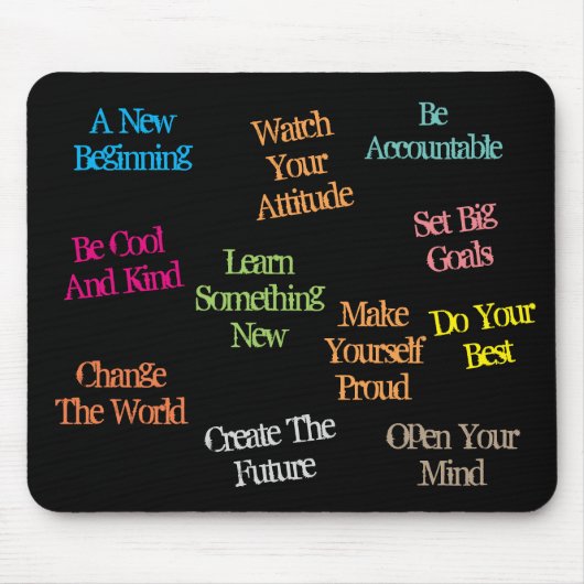 Motivierend inspirierende farbige Zitate Schwarz Mousepad (Vorne)