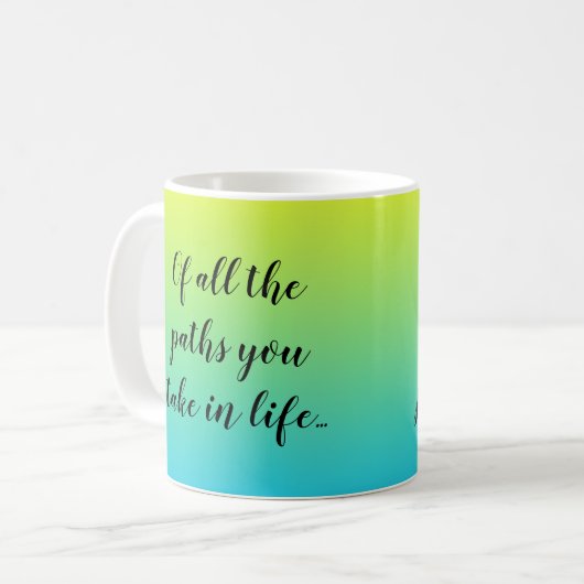 Motivierend Kaffeepause Tasse (Vorderseite Links)
