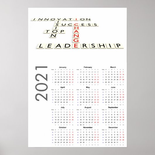Motivierend Kalender 2021 Poster (Vorne)