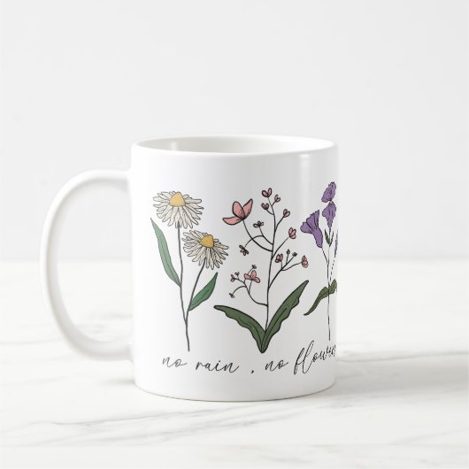 Motivierend | Kein Regen Keine Blume | Geschenk Kaffeetasse (Links)