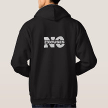 Motivierend "Keine Ausreden" Schwarze Hoodie für M