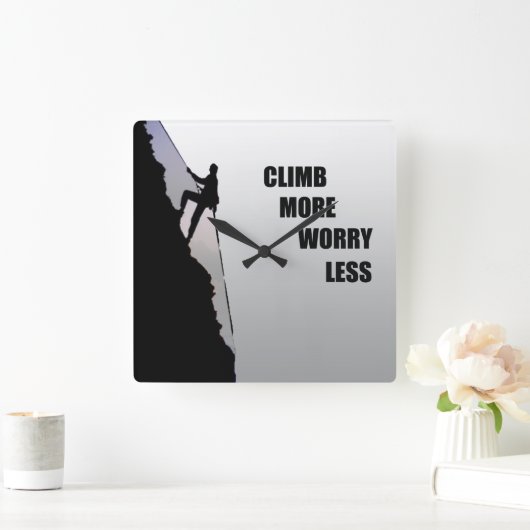Motivierend Kletterklettern Sprichwort Quadratische Wanduhr (Zuhause)