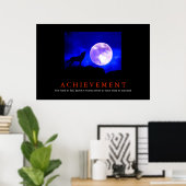 Motivierend Leistung Wolf Blue Moon Poster (Heimbüro)
