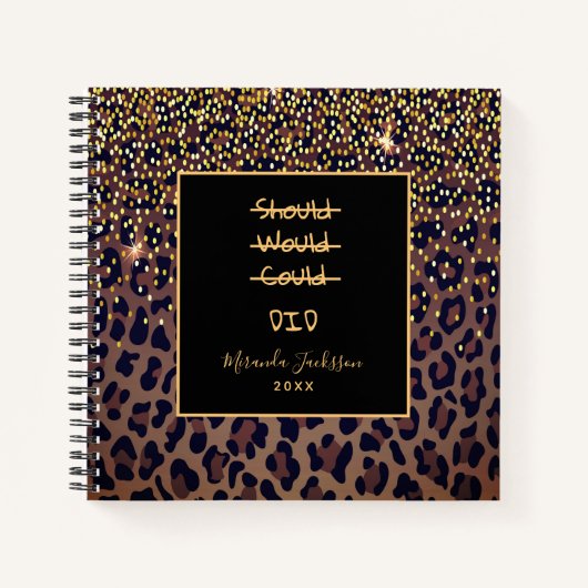 Motivierend Leopardenmuster schwarz Notizblock (Vorderseite)