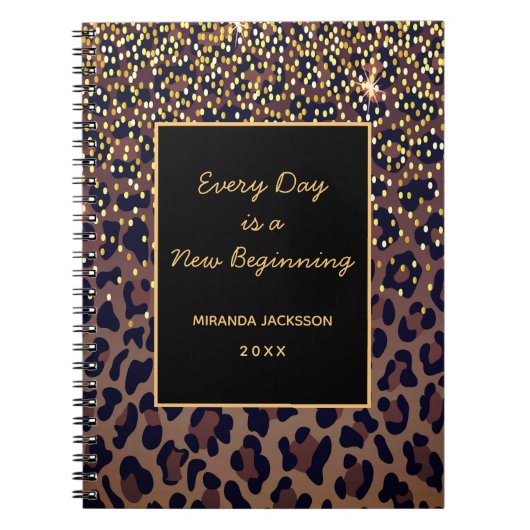 Motivierend Leopardenmuster schwarz Notizblock (Vorderseite)