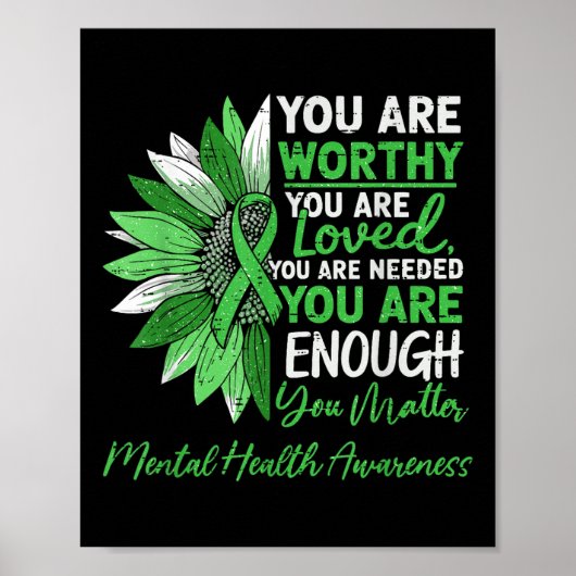 Motivierend Mental Health Awareness Warrior Green Poster (Vorne)