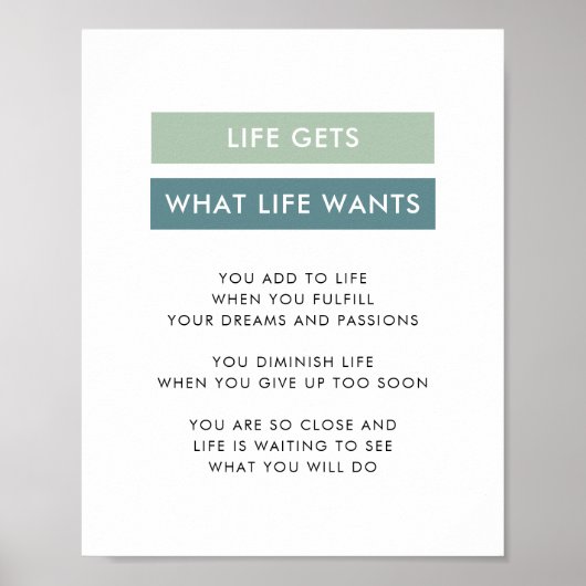 Motivierend Mindset-Angebot für moderne grüne Stre Poster (Vorne)