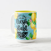 Motivierend mit Lemon-Design Zweifarbige Tasse (Vorderseite Links)
