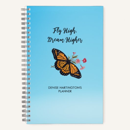 Motivierend Monarch Butterfly Farbiger Himmel Blau Notizblock (Vorderseite)