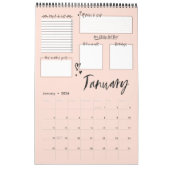 Motivierend monatliche Planung des organisierten C Kalender (Jan 2026)