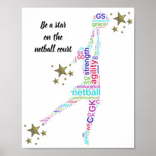 Motivierend Netball-Stern-Zitat Poster