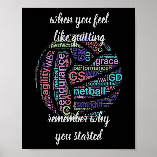Motivierend Netball-Zitat Poster (Vorne)