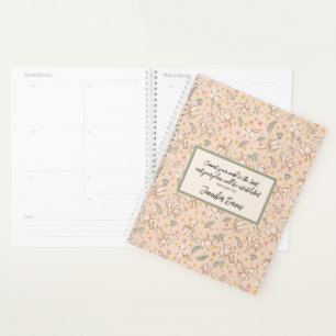 Motivierend Peach Cotton Pflanze und Grüne Blätter Planer