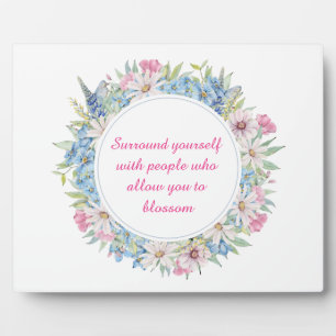 Motivierend Pink White Blue Blumenstrauß Plaque Fotoplatte
