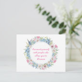 Motivierend Pink White Blue Floral Wreath Postkarte (Stehend Vorderseite)