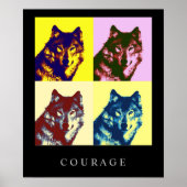 Motivierend Pop Art Courage Wolf Poster Print (Vorne)