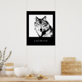 Motivierend Pop Art Courage Wolf Poster Print (Küche)