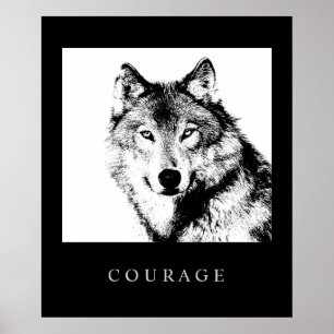 Motivierend Pop Art Courage Wolf Poster Print