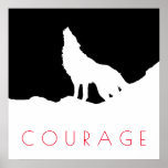 Motivierend Pop Art Courage Wolf Schwarz-weiß Poster<br><div class="desc">Digitales Kunstwerk - Howling Wolf Computer Tierkunst - Uni Pop Kunst - Wilde Großtiere Computerbilder</div>